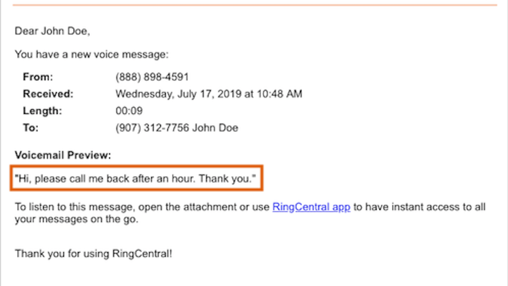 RingCentral Voicemail