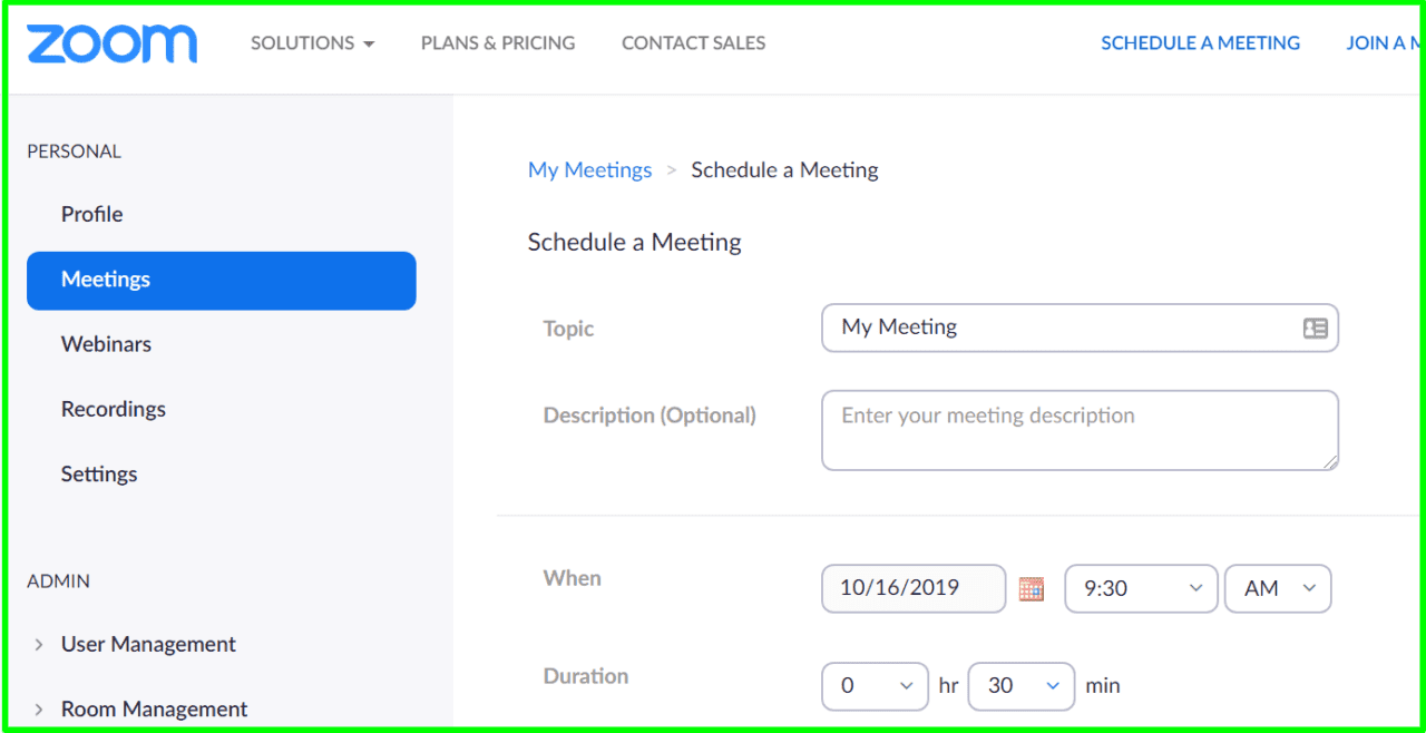 schedule meeting zoom