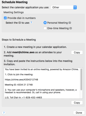 Amazon Chime Schedule Meeting